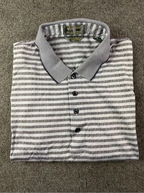 Descente 65/2 Mercerarized Egyptian Cotton Men’s S/S Golf Polo Size L Gray/Blue